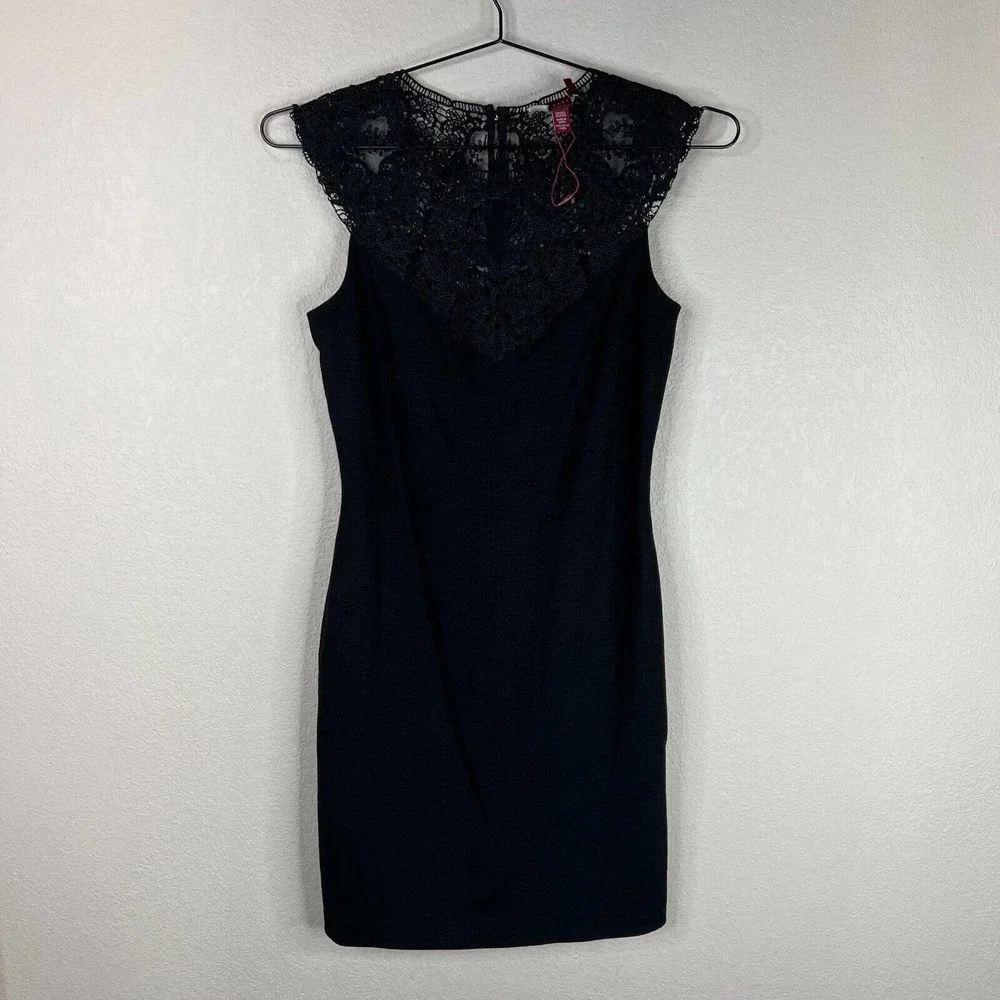 Ted Baker‎ Violina Mini Dress Size Large Black Lace Trim Jersey Sleeveless Party